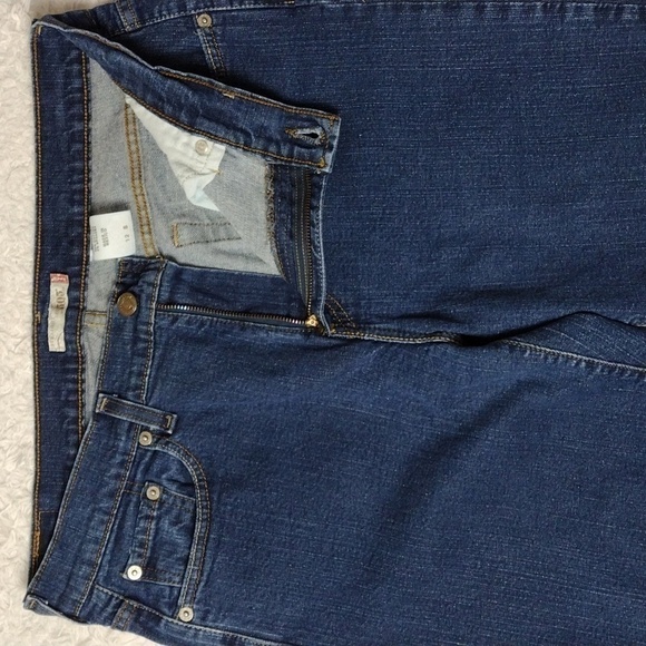 505 Levi's Blue Dark Wash High Rise Five Pocket Zip Up Straight Leg Denim Jean - Picture 7 of 15